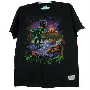 Vintage Liquid‎ Blue T-Rex Dinosaur T-Shirt Black XL XLarge 1997 Art New